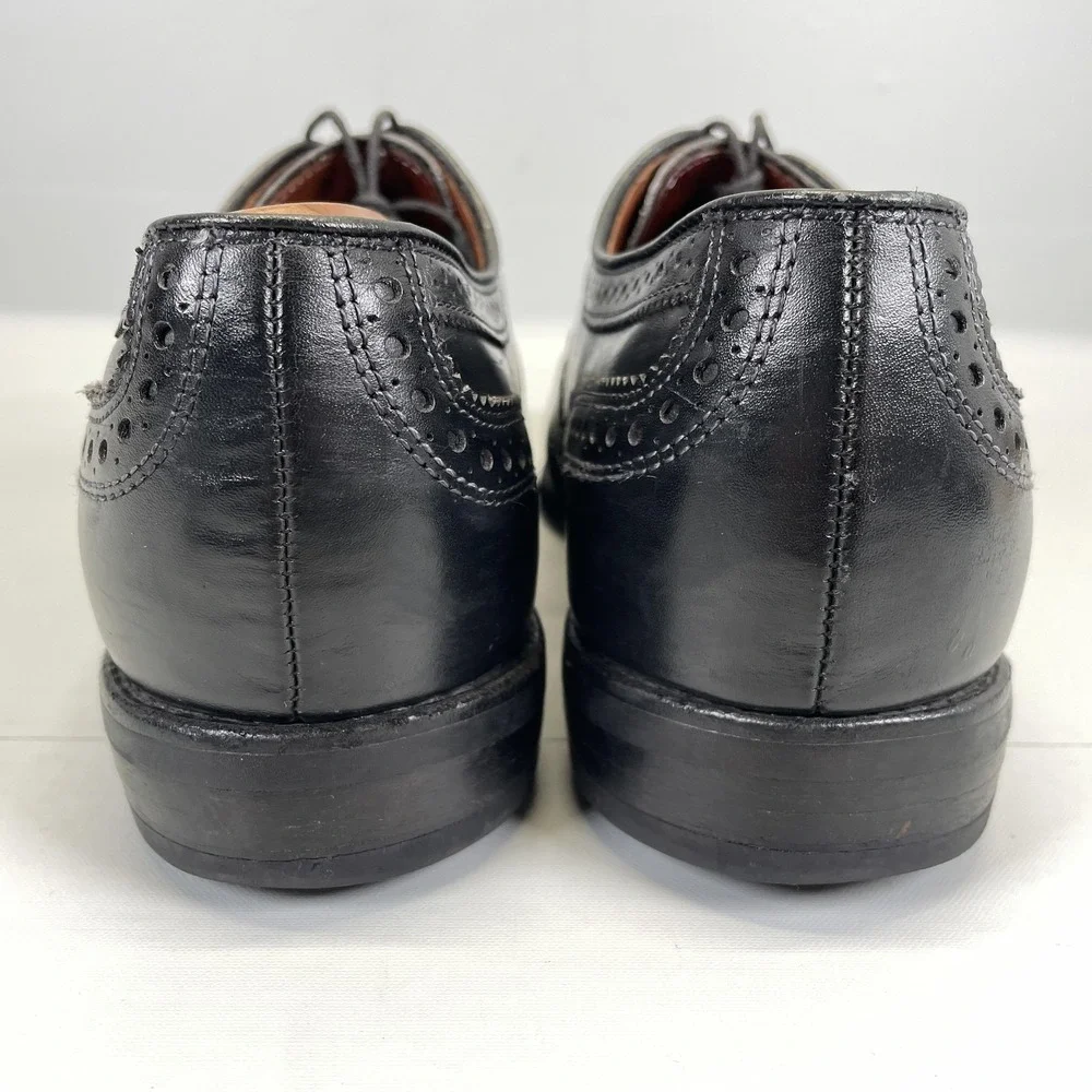 Allen Edmonds Strand Oxford Shoes Mens Size 9.5 D Black Leather Cap Toe Brogue